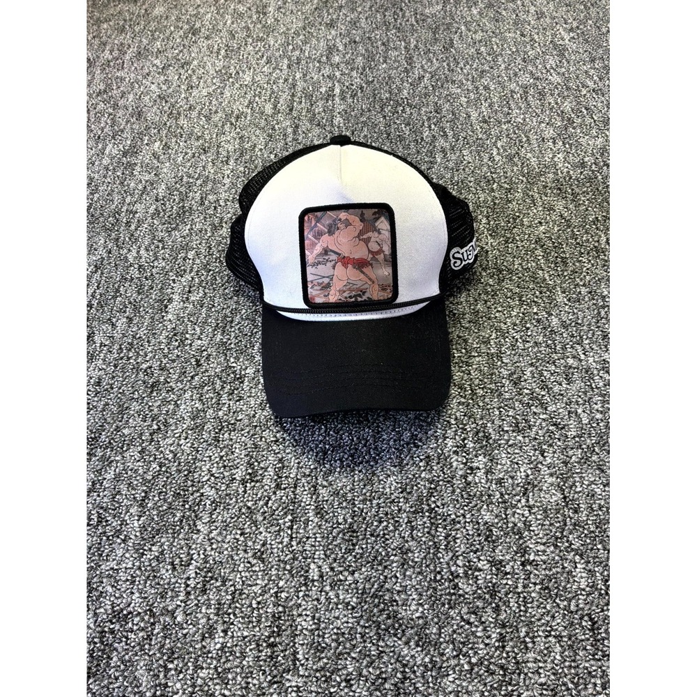 Whitegames Sumo Trucker Hat OSFA Black White Japanese Art Snapback Mesh Cap